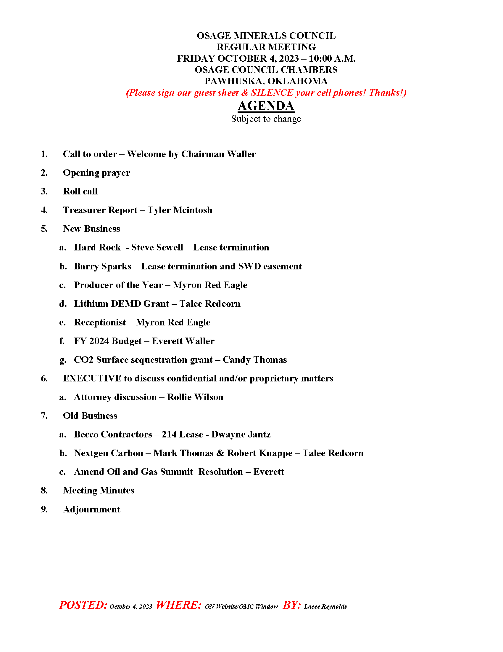 agenda