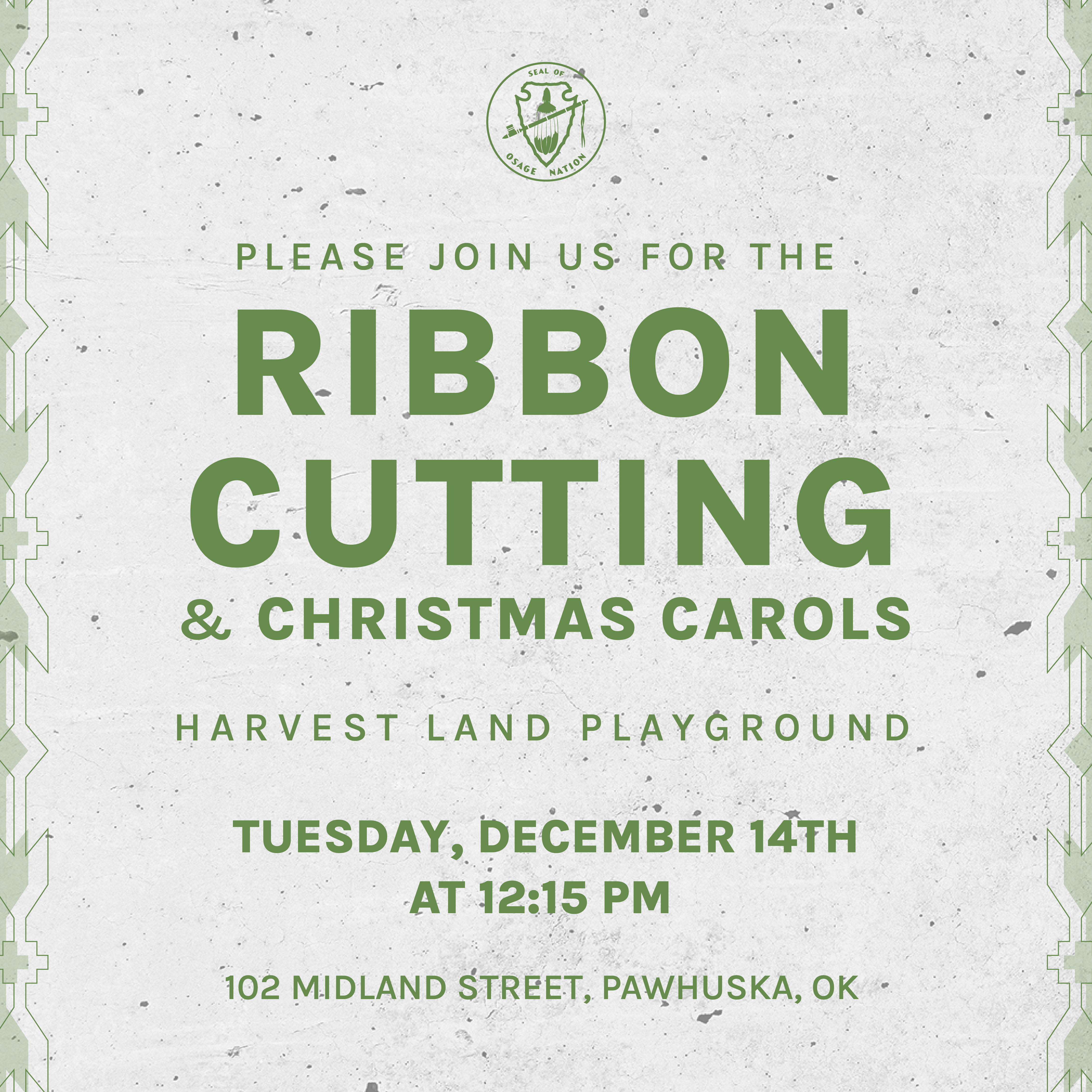 Harvest land playground equipment ribbon cutting graphic
