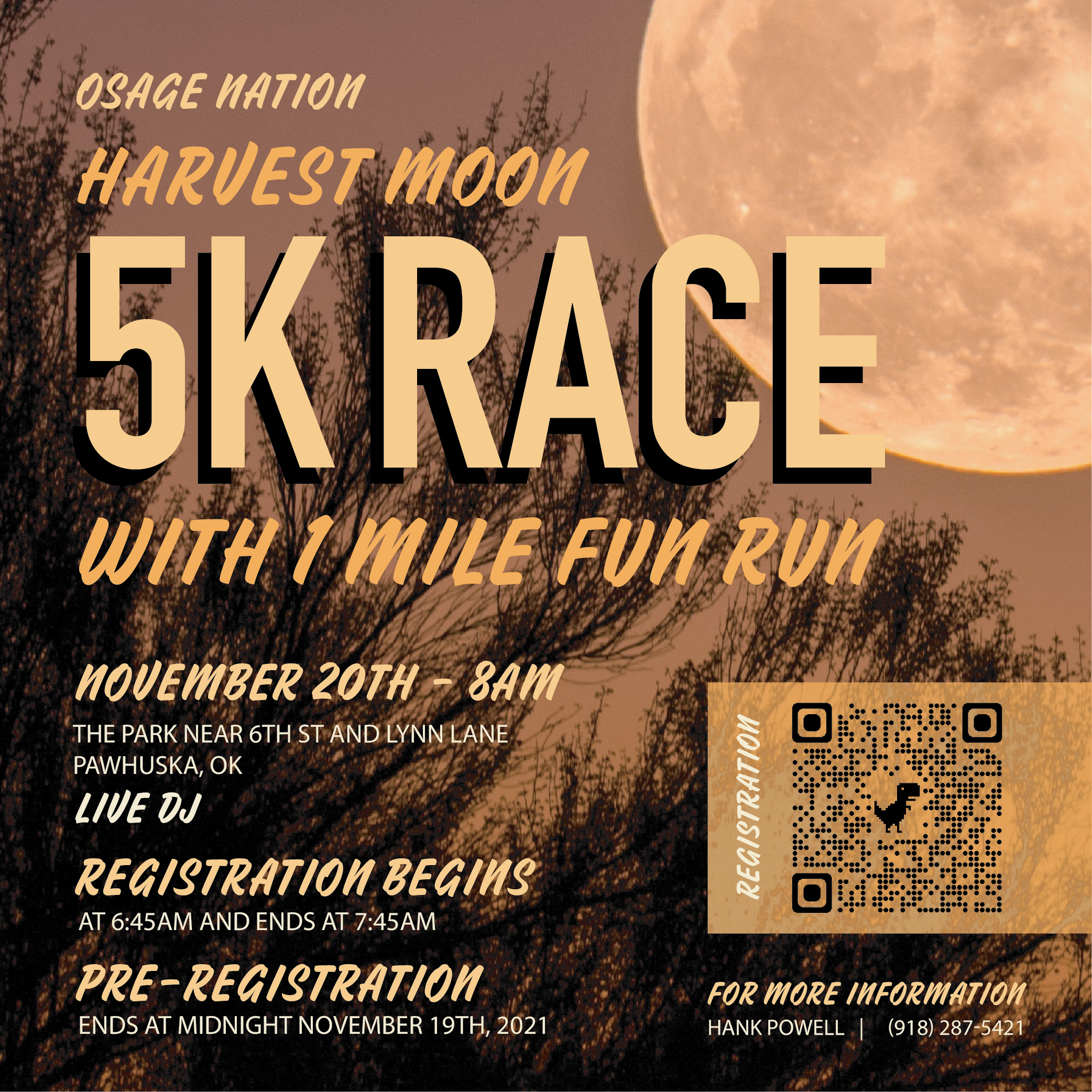 ON Harvest Moon 5K Race flyer