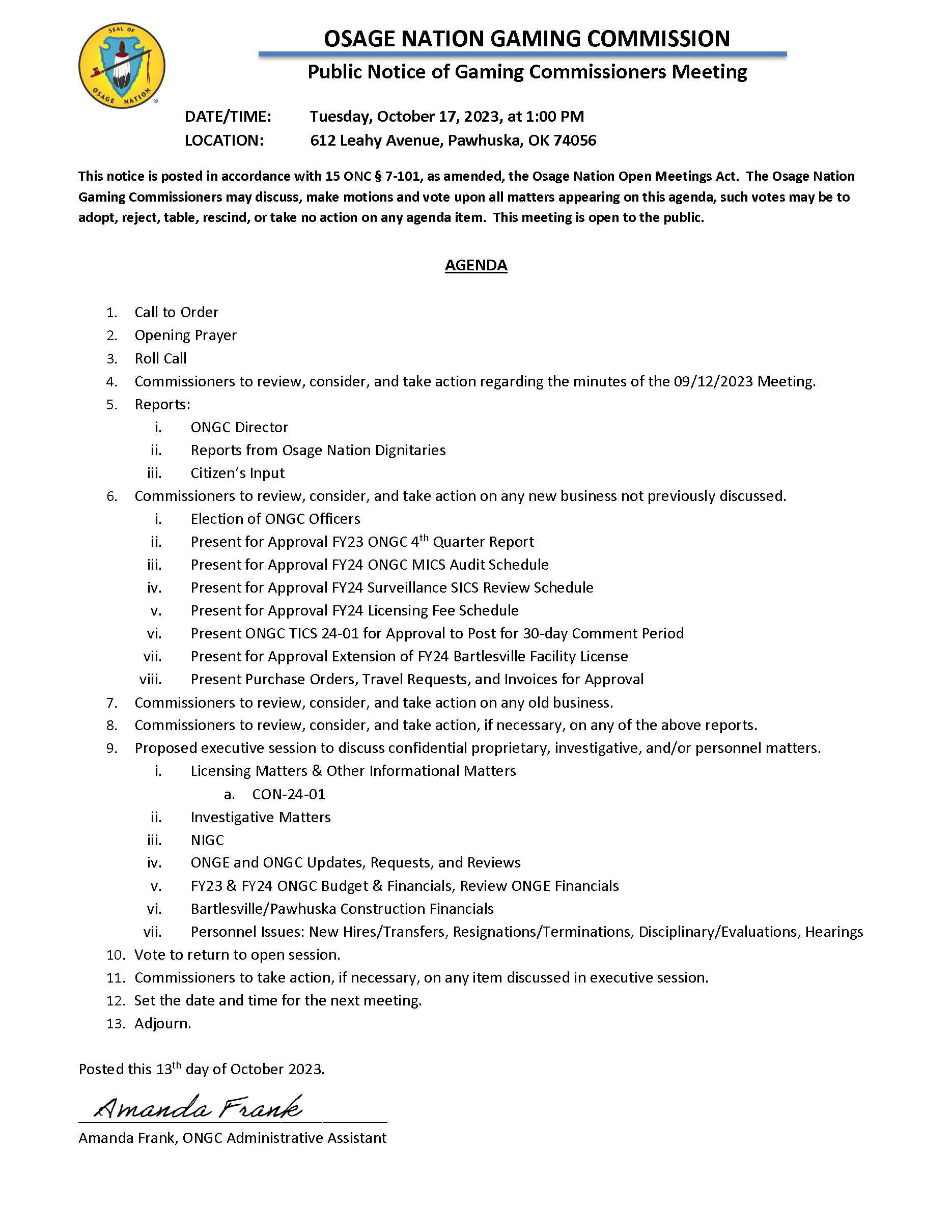 agenda