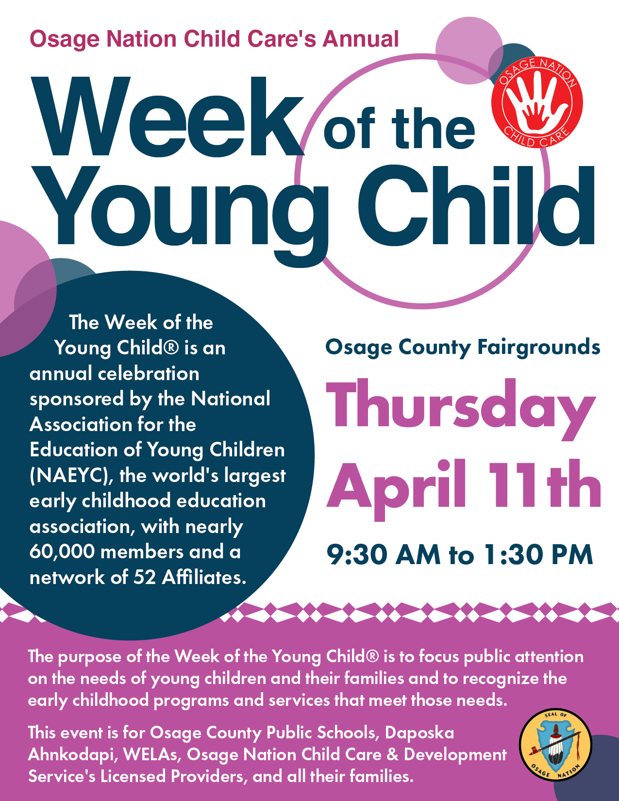 ON Child Care's Annual Week of the Young Child flyer