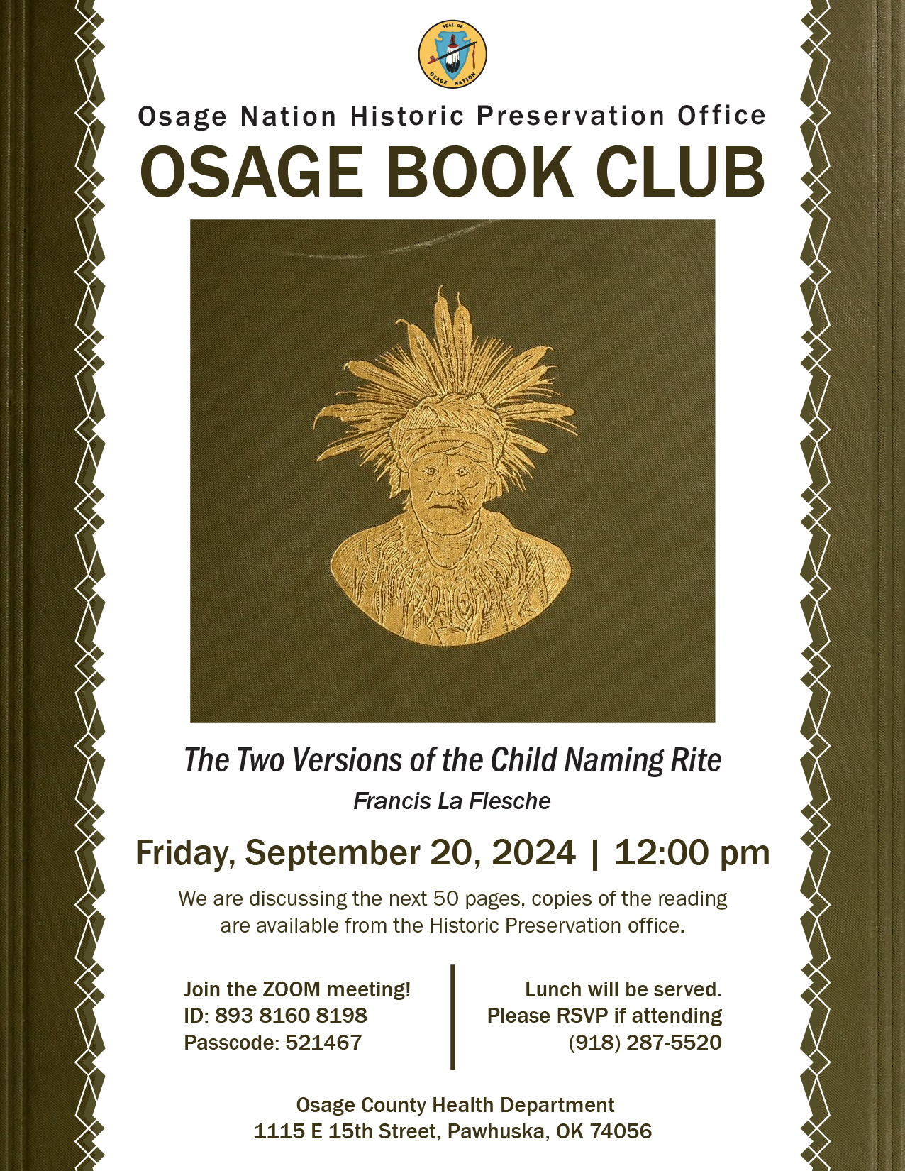 Osage Historic Preservation September 2024 Book Club