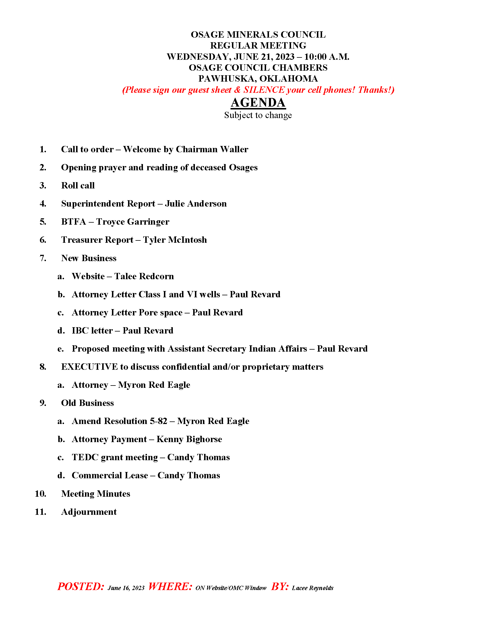 Agenda