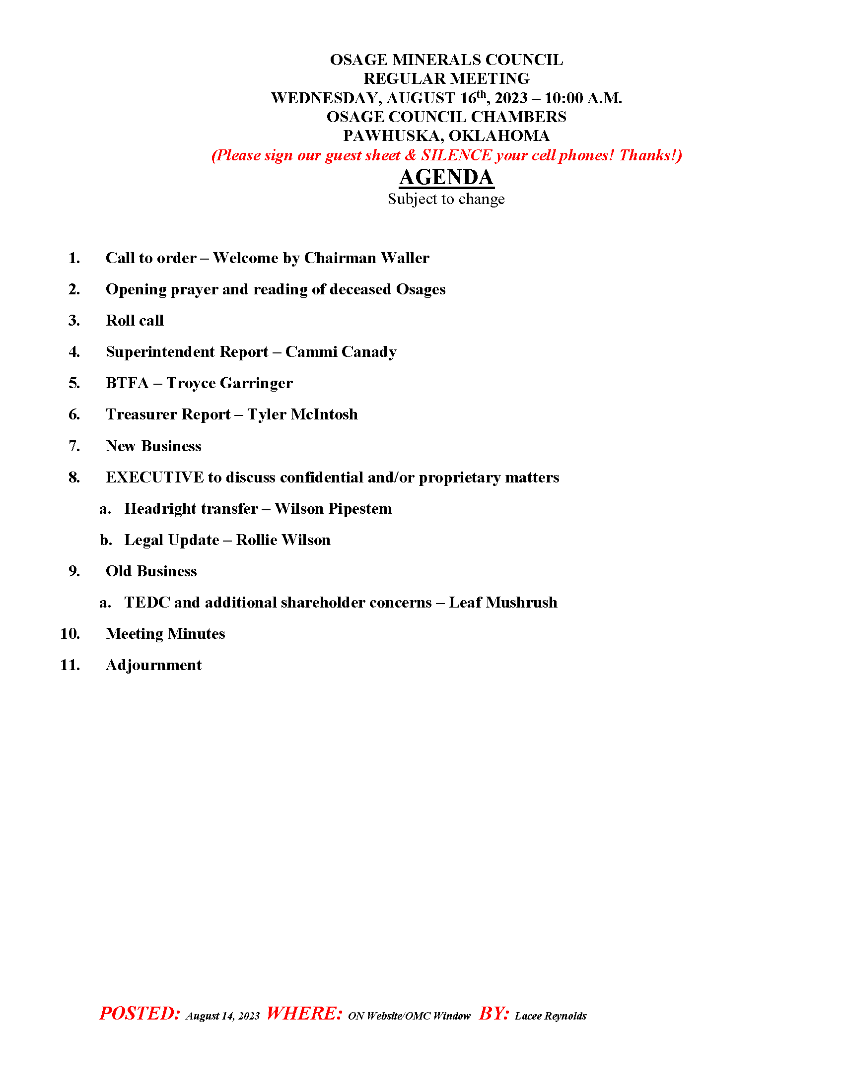 Agenda