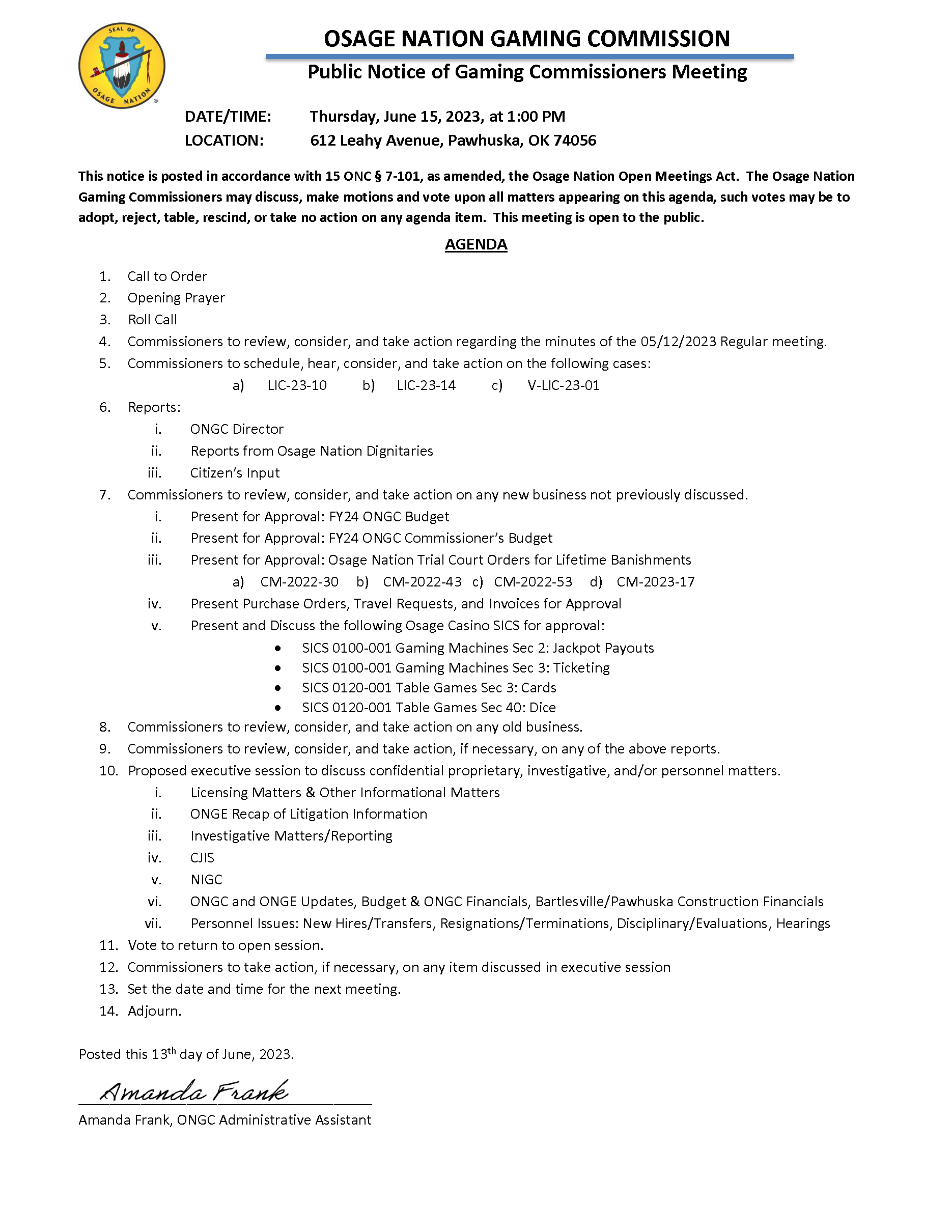 Agenda