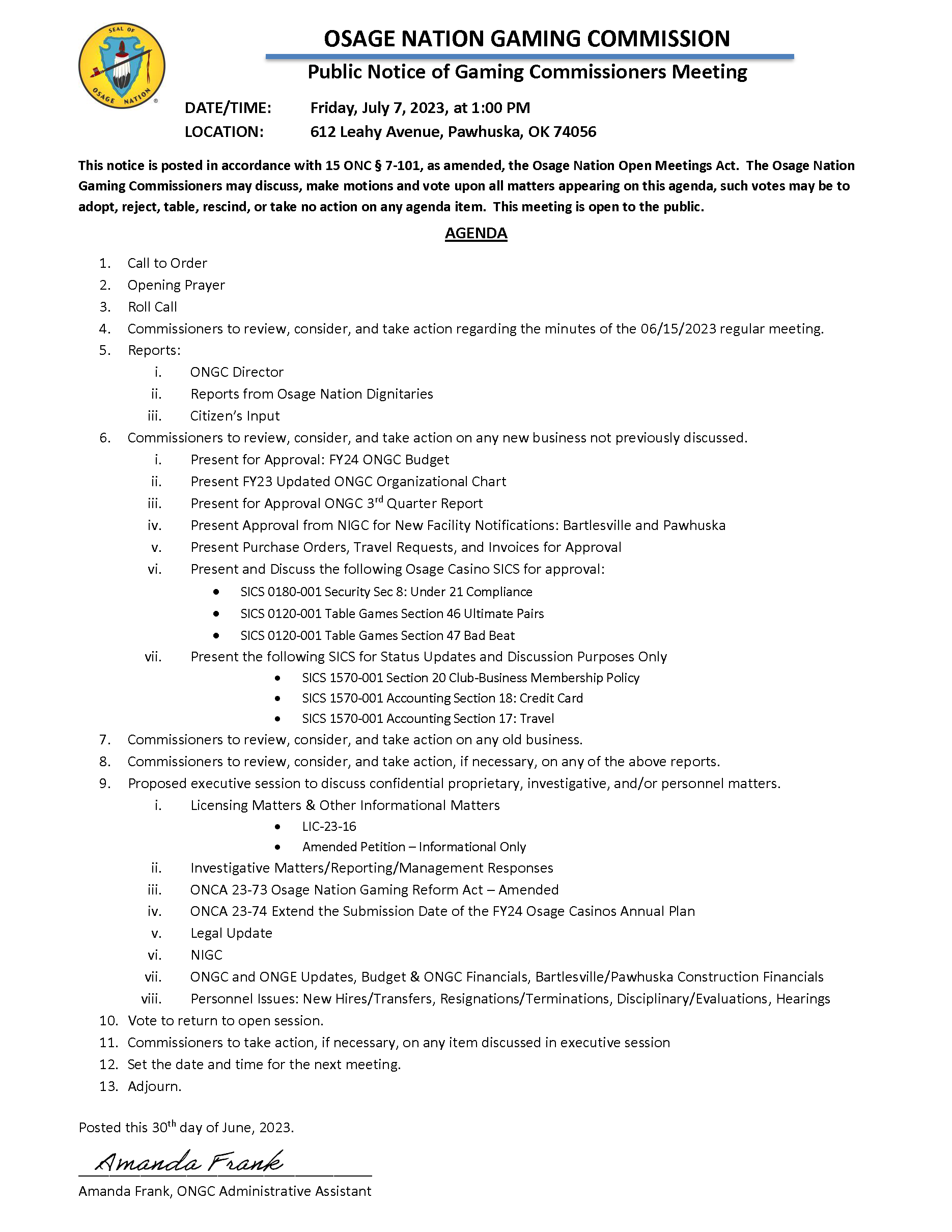 Agenda