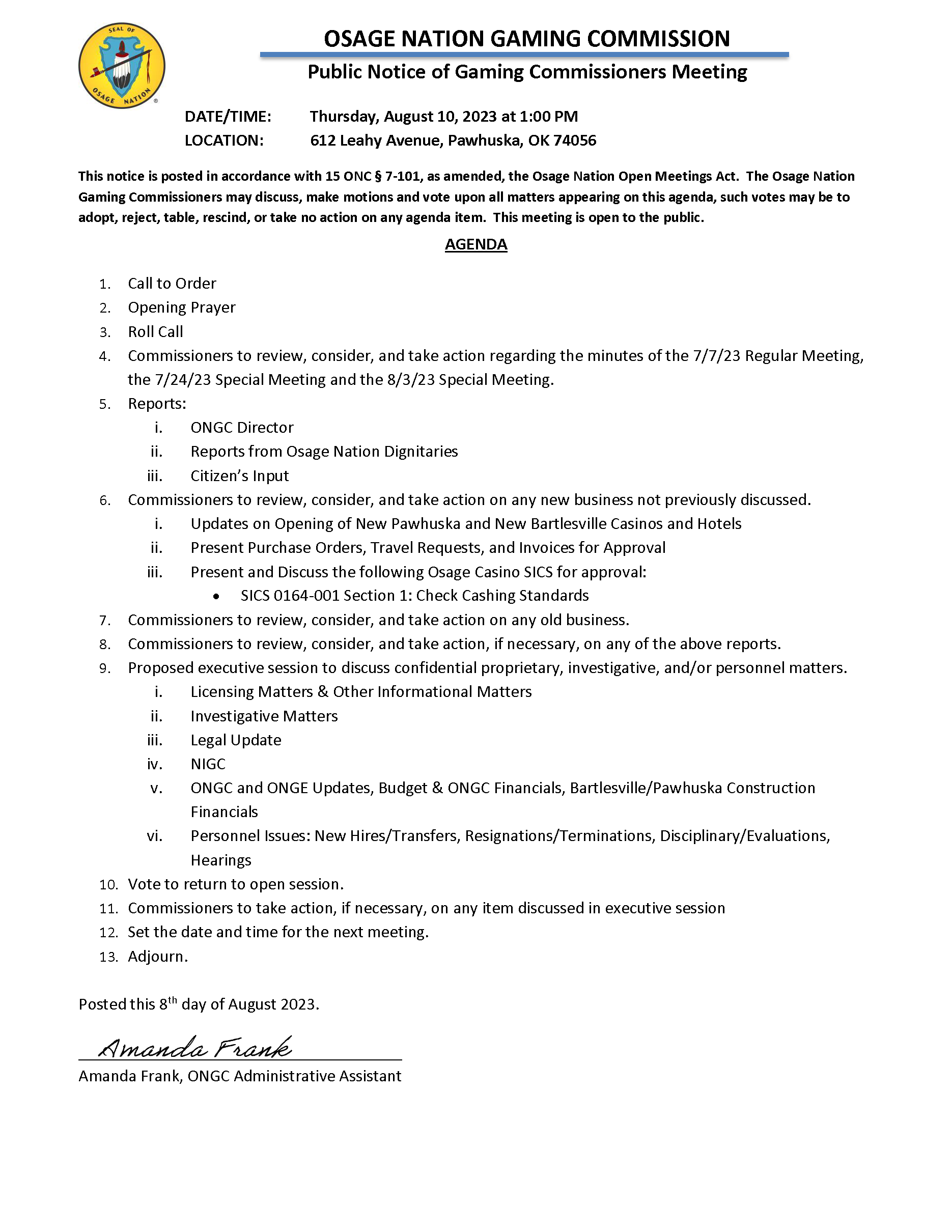 Agenda