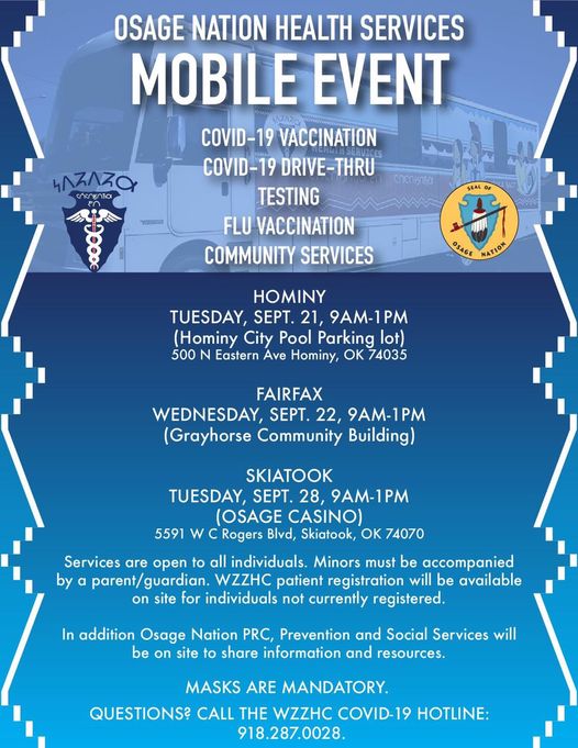 Osage Nation Health Services To Conduct Mobile Event Osage Nation