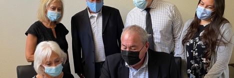 Image (L to R): Stephanie Thomas Priest, Judy Thomas, Osage Attorney General Clint Patterson, Osage Chief Geoffrey Standing Bear, Kirk Shaw, Dr. Amanda Bighorse